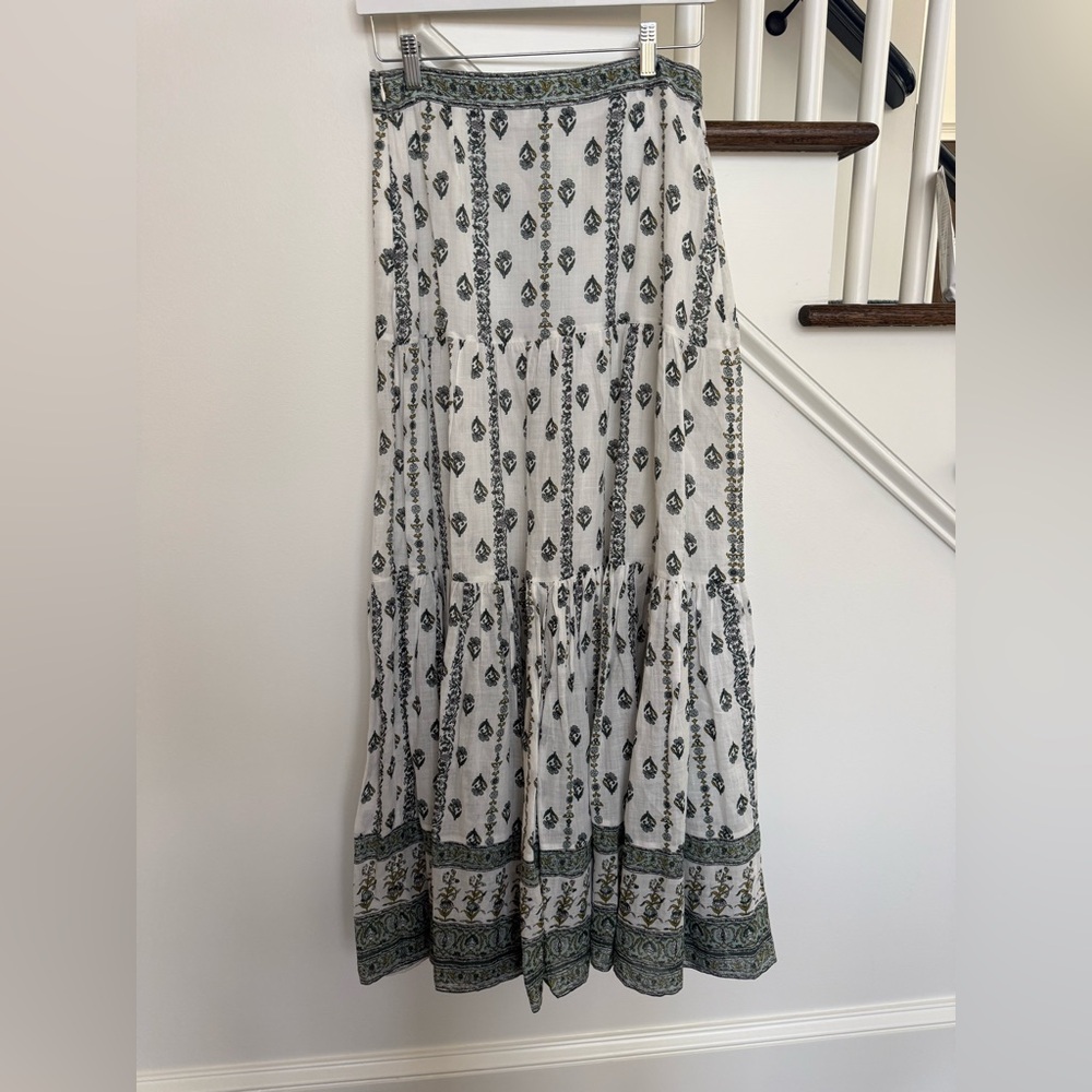 Veronica Beard Sundance Tiered Printed Ramie Maxi Skirt – Size 4 – Boho Floral - Picture 10 of 14